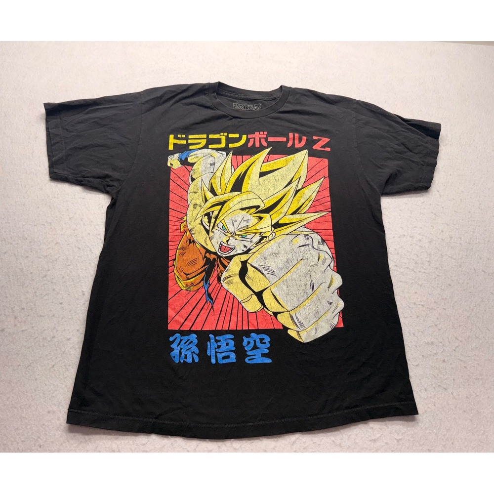 Dragon Ball Z Goku Shirt Mens Large Black Super Saiyan Kanji Graphic Tee 2019